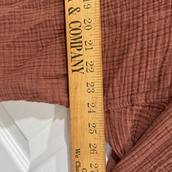 womens abercrombie and fitch Orange Burnt brown Oversized Button Up Size Small - Picture 3 of 6